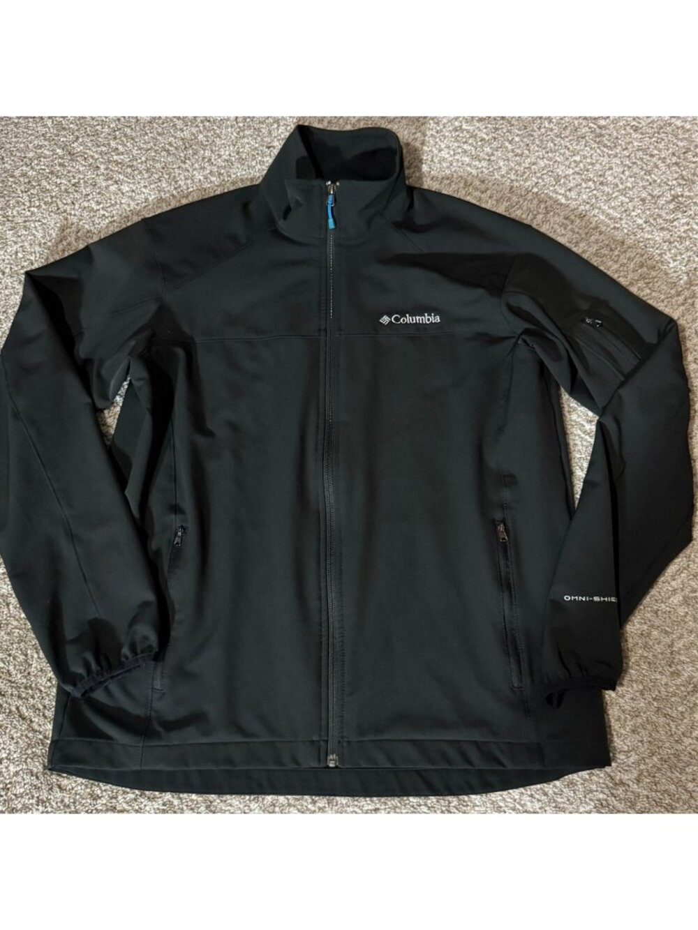 Columbia Omni-Shield Jacket Men M Black Softshell Full Zip Outdoor WM8000
